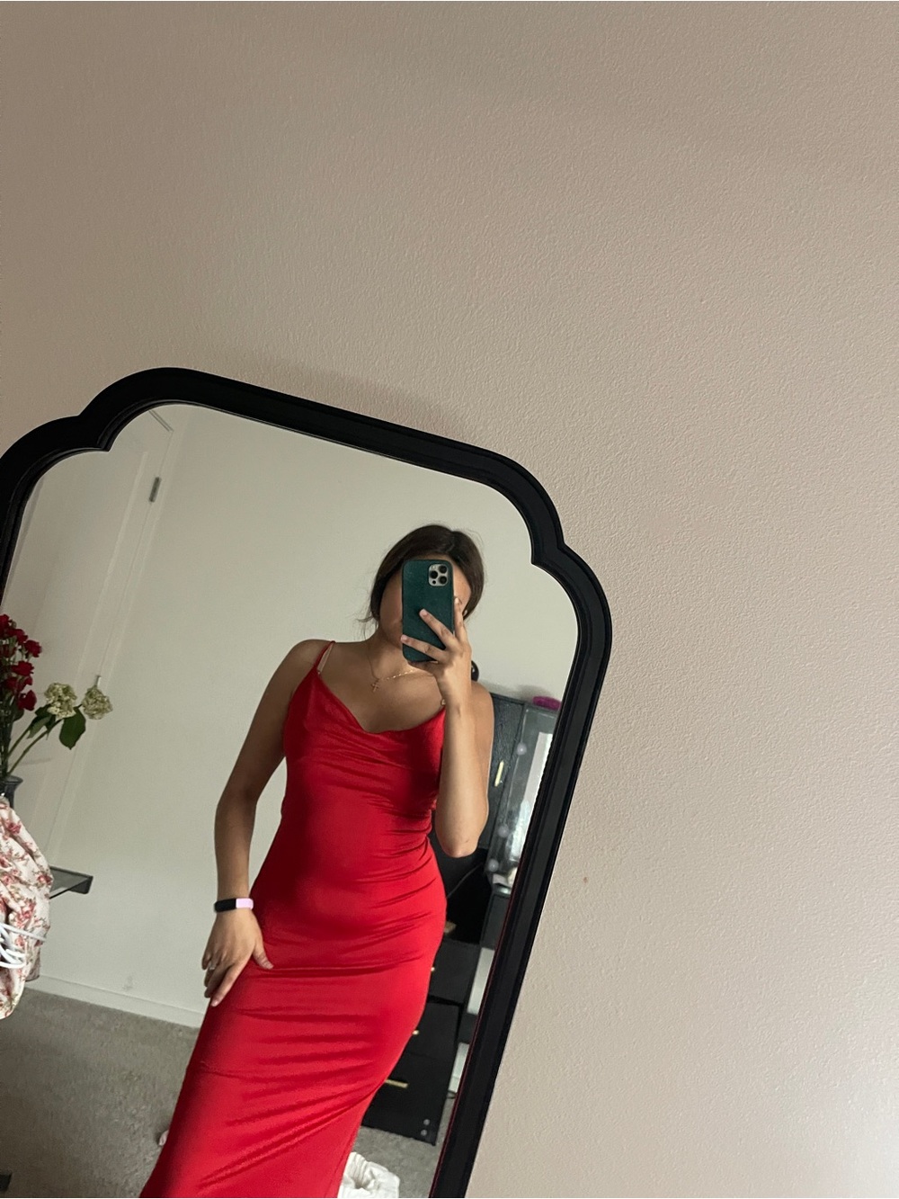 Heart Hips Red Cowl Slip Maxi Dress